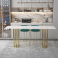Industrial Marble Bar Table with Rectangle Table Top Double Pedestal Table - 39" H Clearhalo 'Bar Furniture' 'Bar Tables' 'bar_tables' 'furn' 'furn_bar_tables' 'Furniture' 'furniture_bar_tables' 'Kitchen & Dining Furniture' 1200x1200_49b5a351-ca17-48bb-8844-72fd84317e29