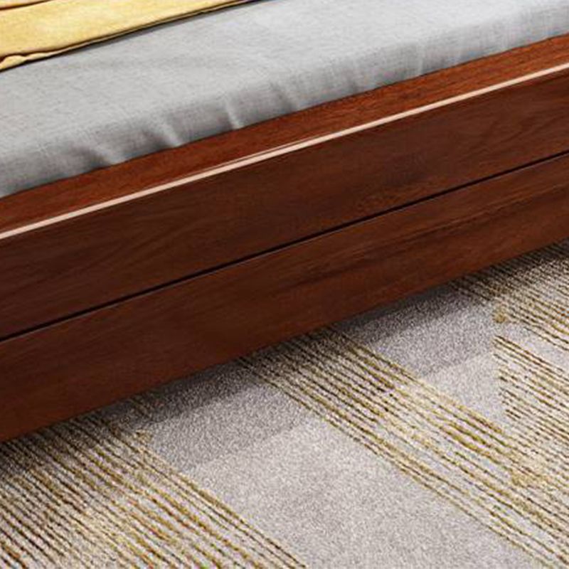 Mid-Century Modern Bed in Pine Wood with Sleigh Headboard Sleigh Bed