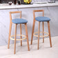 Nordic Armless Backrest Counter Stool Wood Cashier Bar Stool with Cushion and Pedal