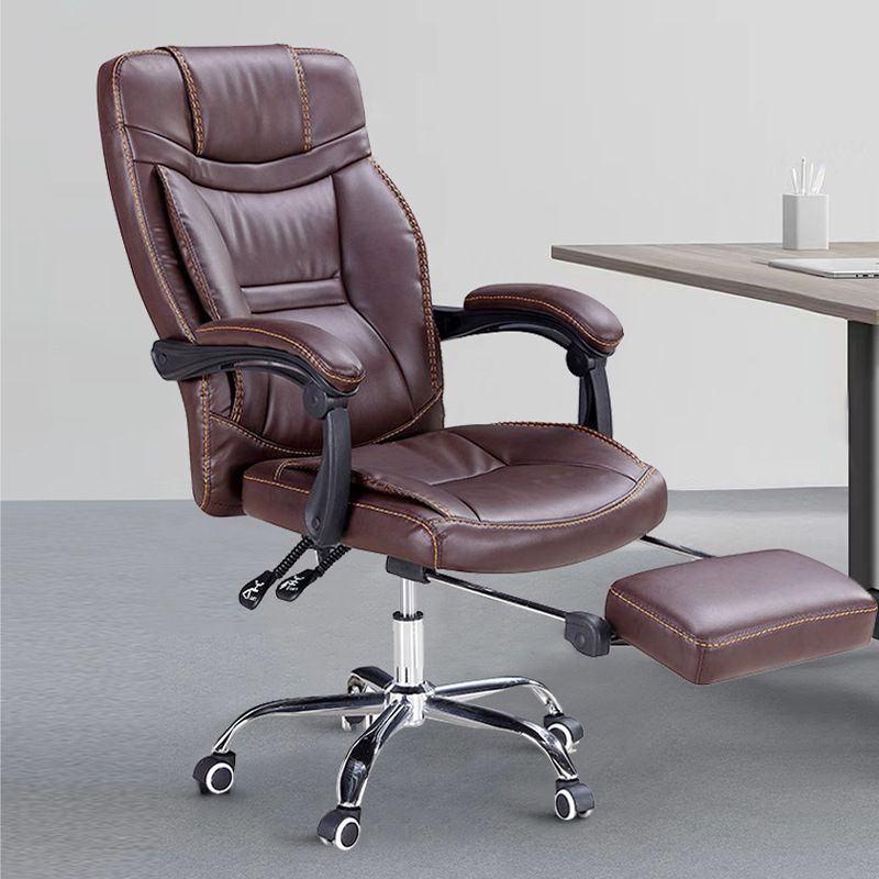 Modern Padded Arms Office Chair Leather Adjustable Seat Height Chair Clearhalo 'furn' 'furn_office_chair' 'Furniture' 'Office Chairs' 'Office Furniture' 'office_chair' 1200x1200_49b6209e-fad3-47ec-98d7-dd600e942694
