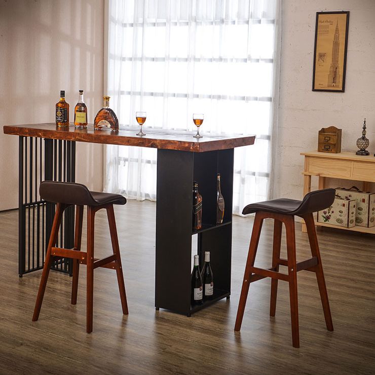 Living Room Brown Bar Dining Table Rectangle Storage Wood Pub Height Dining Table Clearhalo 'Bar Furniture' 'Bar Tables' 'bar_tables' 'furn' 'furn_bar_tables' 'Furniture' 'furniture_bar_tables' 'Kitchen & Dining Furniture' 'kitchen&dining_furn' 'kitchen' 1200x1200_49b626cc-3ef6-48bf-b323-775a4815873f