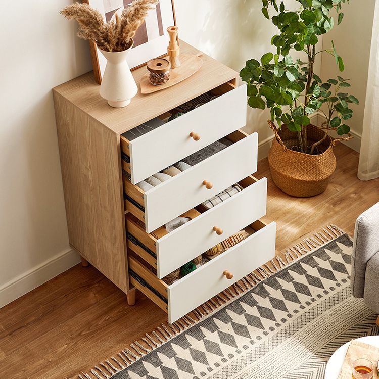 Modern 35.8" Tall Simple Accent Chest 4 Drawers Wood Storage Cabinet