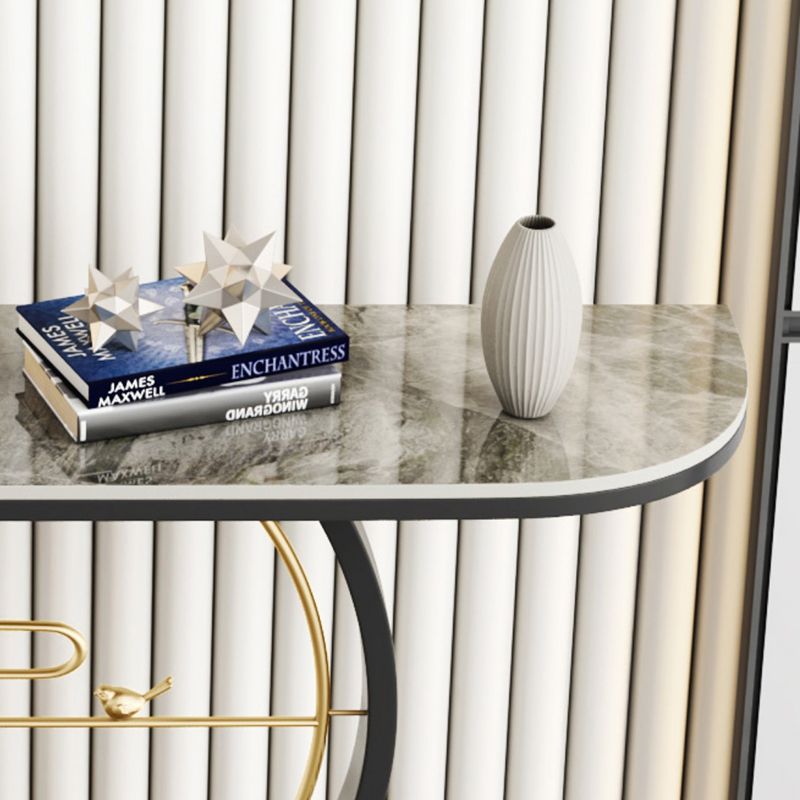 Sofá de consola Glam Stone Mesa Half Moon Iron Accent Table para Hall
