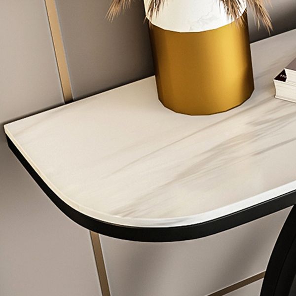 Tavolo da divano mezzaluna moderno ardesia e console astratta in metallo per Hall