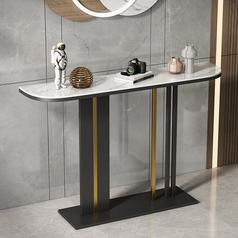 Modern 31.5" Tall Console Table Stone Abstract Base Accent Table for Hall