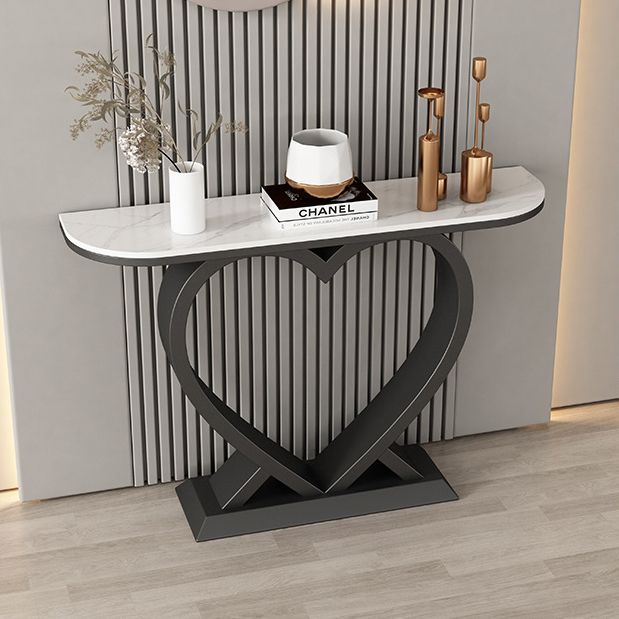 Tavolo accento in pietra glam tavolo da divano di divano di mezzo luna per sala