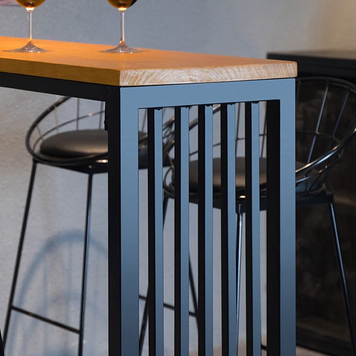 Tavolo da pranzo in legno massiccio tavolo da bar moderno con base a slitta nera