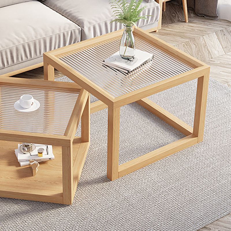 Frame Base Coffee Table Square Natural Wood Cocktail Table with Drawer Clearhalo 'Coffee & Accent Tables' 'Coffee Tables' 'coffee_tables' 'furn' 'furn_coffee_tables' 'Furniture' 'furniture_coffee_tables' 'Living Room Furniture' 1200x1200_49c38b6b-8787-4f1f-8645-1372bda75eaf