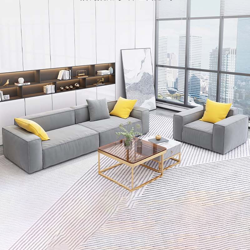 Gray Contemporary Standard Sofa Square Arm Sofa for Living Room, Apartment