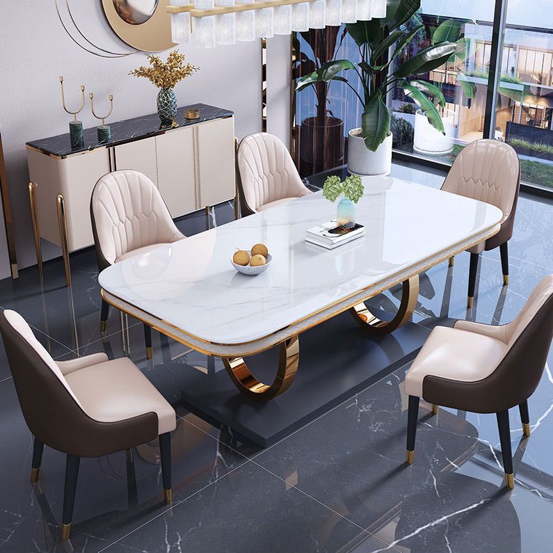 Stone Top Dining Table Traditional Luxury Table with Pedestal Base in Gold Clearhalo 'Dining Tables & Seating' 'Dining Tables' 'dining_table' 'furn' 'furn_dining_table' 'Furniture' 'furniture_dining_table' 'Kitchen & Dining Furniture' 'kitchen' 'kitchen_dining_table' 1200x1200_49c6167f-61d8-4724-9cea-0b92f1bd88fb