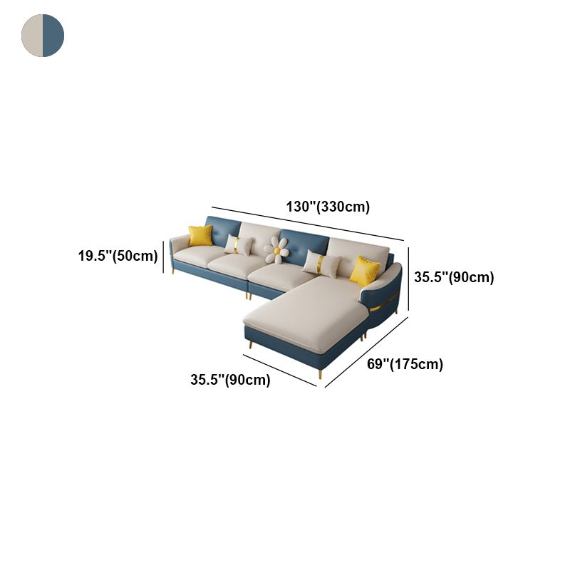 Faux Leather Square Arm Sofa with Pillows, 3/4 seat Sofa for Living Room Clearhalo 'furn' 'furn_sectionals' 'Furniture' 'Living Room Furniture' 'Sectionals' 1200x1200_49c8091f-821c-4aae-a965-572e8ee40bca