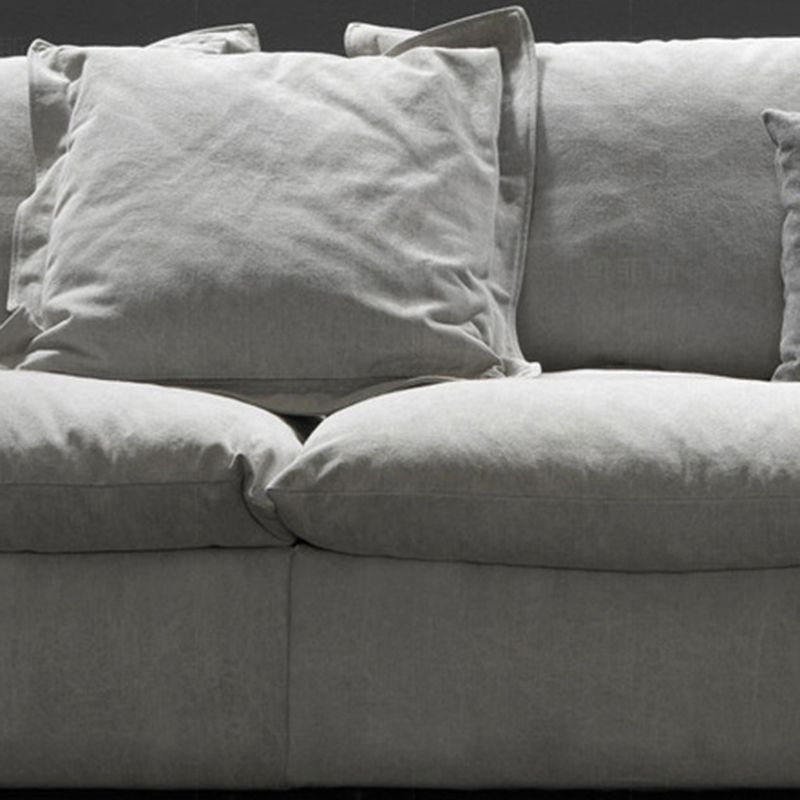 3-zits linnen slipcovered sofa ronde armbank met 4 kussens