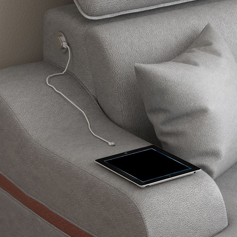 Contemporary Faux Leather/Fabric L-Shape Sofa with Pillow Top Arm Clearhalo 'furn' 'furn_sectionals' 'Furniture' 'furniture_sectionals' 'Living Room Furniture' 'Sectionals' 1200x1200_49c85337-7746-4047-8eb0-dba64cf39a3c