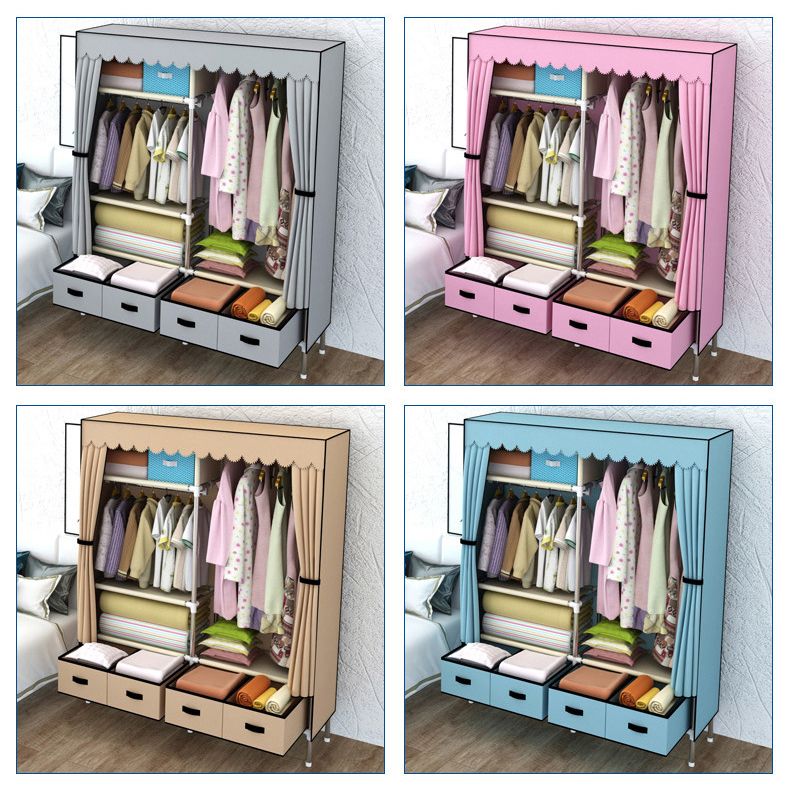 Contemporary Style Metal Wardrobe 3-drawer Wardrobe Closet for Bedroom