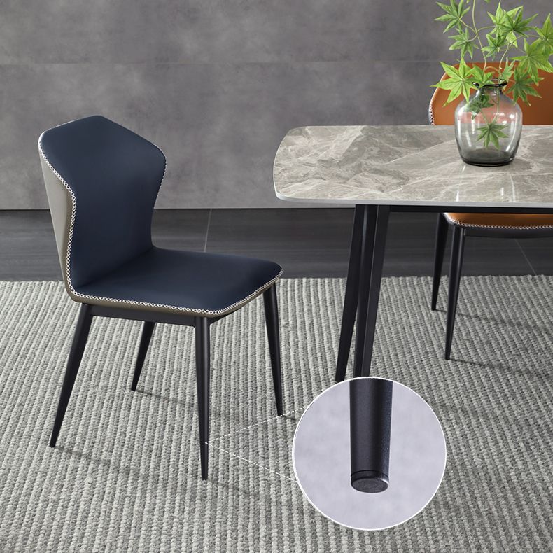 Industrial Design Wingback Armless Dining Chair Leather Dining Side Chair Clearhalo ' kitchen&dining_furn' 'Dining Chairs' 'Dining Tables & Seating' 'dining_chair' 'furn' 'furn_dining_chair' 'Furniture' 'furniture_dining_chair' 'Kitchen & Dining Furniture' 'kitchen' 1200x1200_49ccc54d-d9f1-471e-a9cf-15bdbd18d981