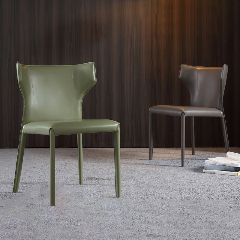 Contemporary Leather Dining Chair Wingback Side Chair for Restaurant Use Clearhalo 'Dining Chairs' 'Dining Tables & Seating' 'dining_chair' 'furn' 'furn_dining_chair' 'Furniture' 'Kitchen & Dining Furniture' 1200x1200_49ccdc89-3dda-45b8-9348-7391d8f27474