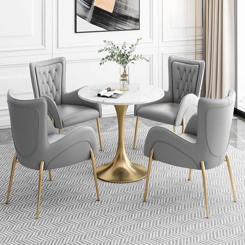 Glossy White Table with Metal Tulip Traditional Luxury Dining Table Clearhalo 'Dining Tables & Seating' 'Dining Tables' 'dining_table' 'furn' 'furn_dining_table' 'Furniture' 'Kitchen & Dining Furniture' 1200x1200_49ccdfda-72f6-4242-b68e-1dea93d1243e