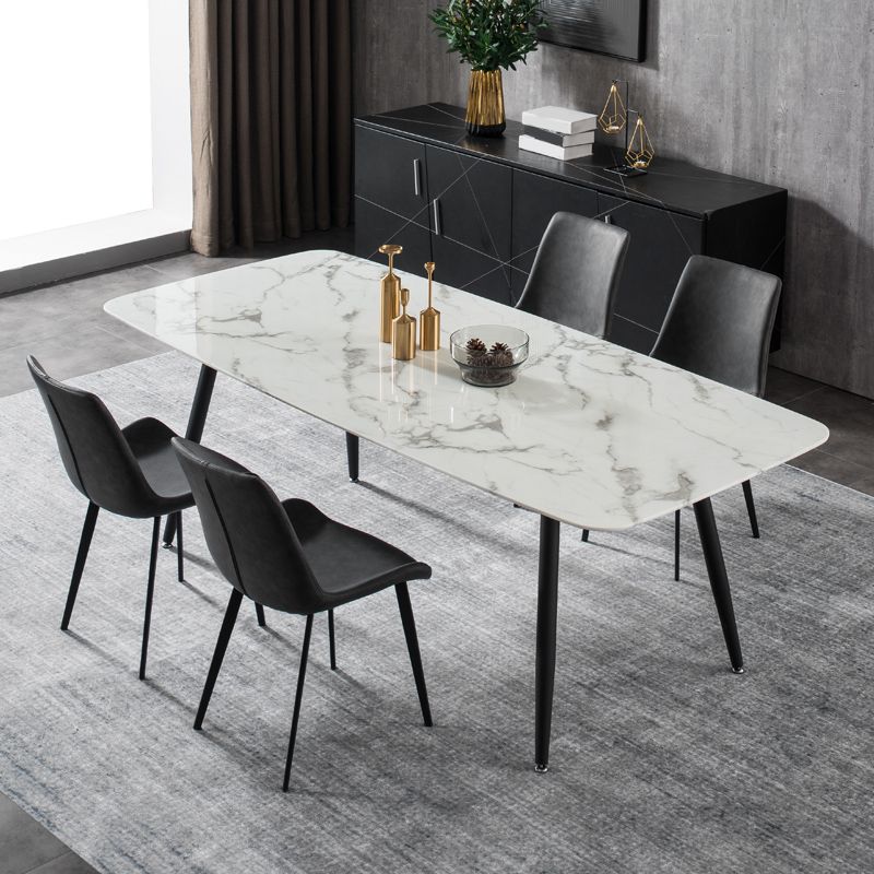 Modern Style Sintered Stone Rectangle Table Set 1/2/5/7 Pieces Dining Set Clearhalo 'Dining Room Sets' 'Dining Tables & Seating' 'dining_room_set' 'furn' 'furn_dining_room_set' 'Furniture' 'Kitchen & Dining Furniture' 1200x1200_49ce0538-a161-474e-b126-c856dd72e259