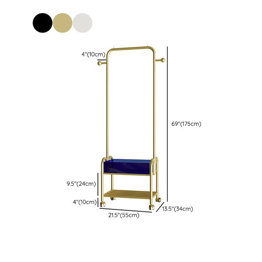 Glam Metallic Coat Ranger Free Coat Ganchs Design Bat Rack con estantes