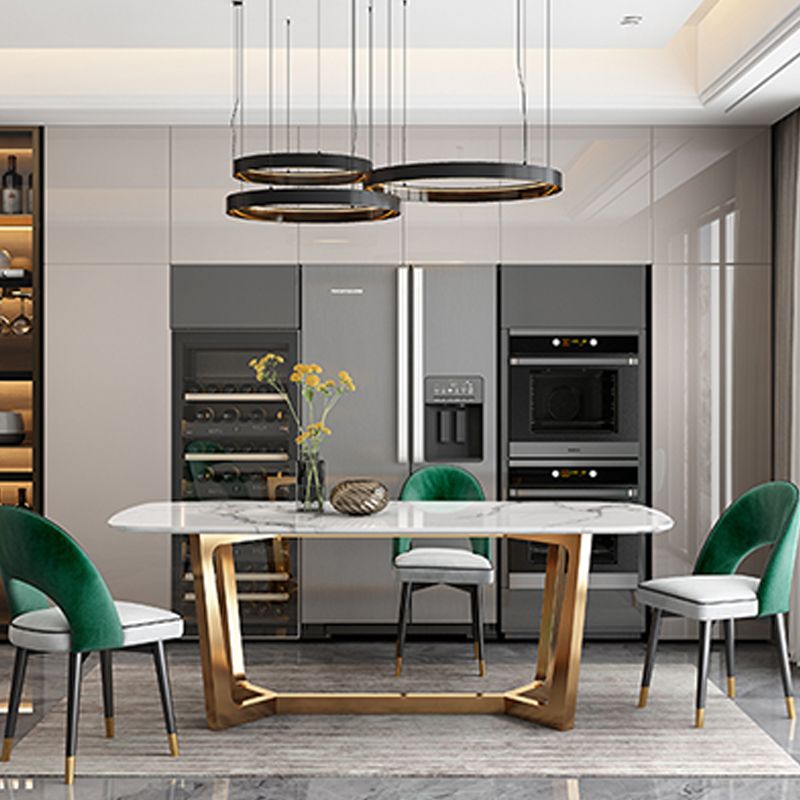 Glam Dining Faux Marble Table Rectangle Table with Metal Legs for Kitchen Clearhalo 'Dining Tables & Seating' 'Dining Tables' 'dining_table' 'furn' 'furn_dining_table' 'Furniture' 'Kitchen & Dining Furniture' 1200x1200_49d18b43-6ac0-41f0-8752-ff8a87b12191