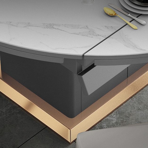 Runder gesinterte Stein Esstisch moderne ausziehbare Möbel mit Stahlbasis