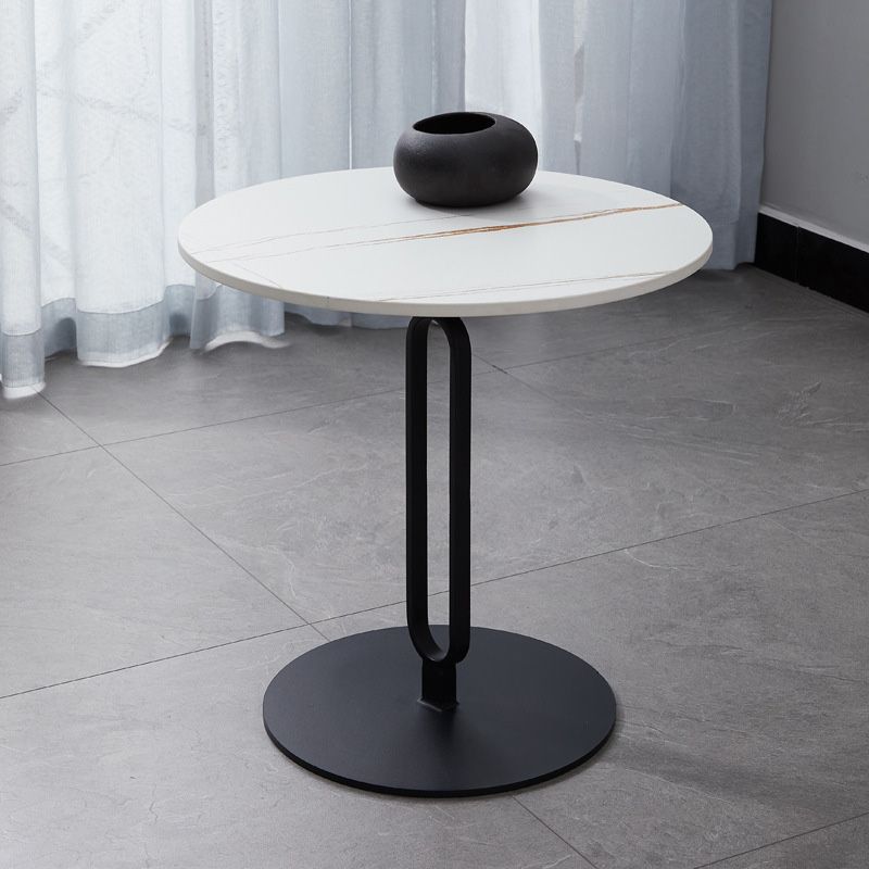 Round Marble Top End Table Metal Pedestal Sofa Side End Table for Living Room