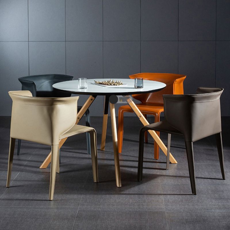 Faux Leather Dining Chair Modern Upholstered Chair with Metal Legs Clearhalo 'Dining Chairs' 'Dining Tables & Seating' 'dining_chair' 'furn' 'furn_dining_chair' 'Furniture' 'Kitchen & Dining Furniture' 1200x1200_49d7877a-e064-4a6e-83a7-0b311e1d50f4