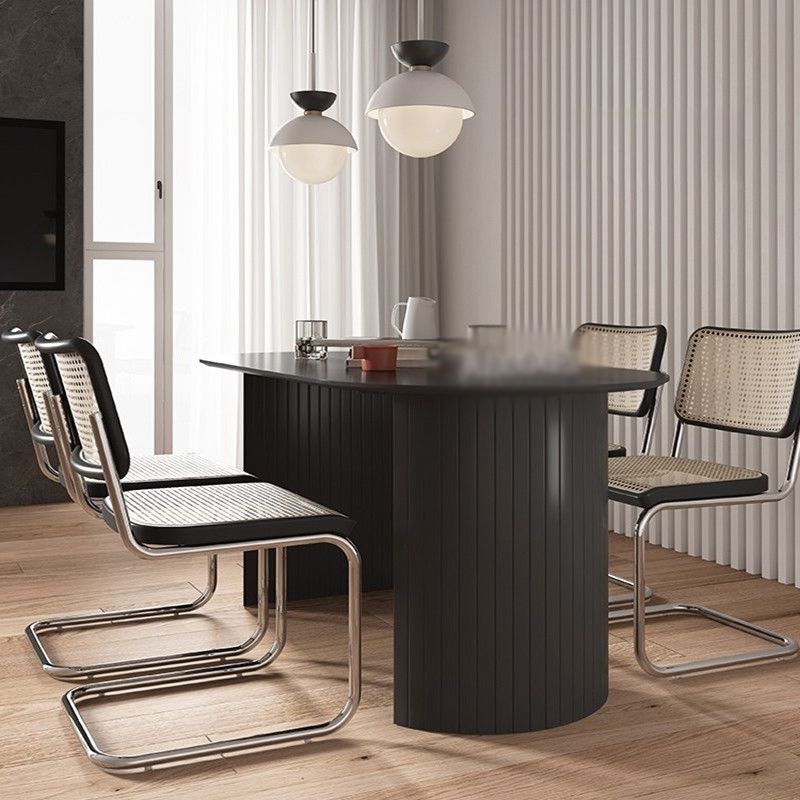 Modern Solid Wood Table for Restaurant Oval Kitchen Table with Double Pedestal Clearhalo 'Dining Tables & Seating' 'Dining Tables' 'dining_table' 'furn' 'furn_dining_table' 'Furniture' 'furniture_dining_table' 'Kitchen & Dining Furniture' 'kitchen' 'kitchen_dining_table' 1200x1200_49d93c30-1ccd-4121-850c-805eb3538017