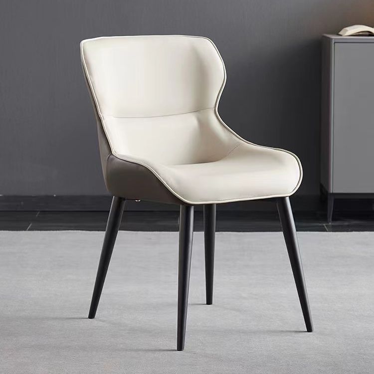 Sedie da pranzo in pelle finta moderna gambe in metallo nero