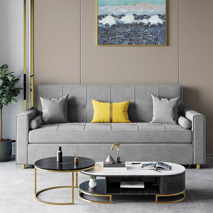 Scandinavian Futon Sofa Bed Upholstered Cushion Back Square Arms Sleeper Sofa Clearhalo 'furn' 'furn_futons' 'Furniture' 'Futons & Daybeds' 'Futons' 'Living Room Furniture' 1200x1200_49dd499b-557f-461b-a539-fd8d05a7e62d