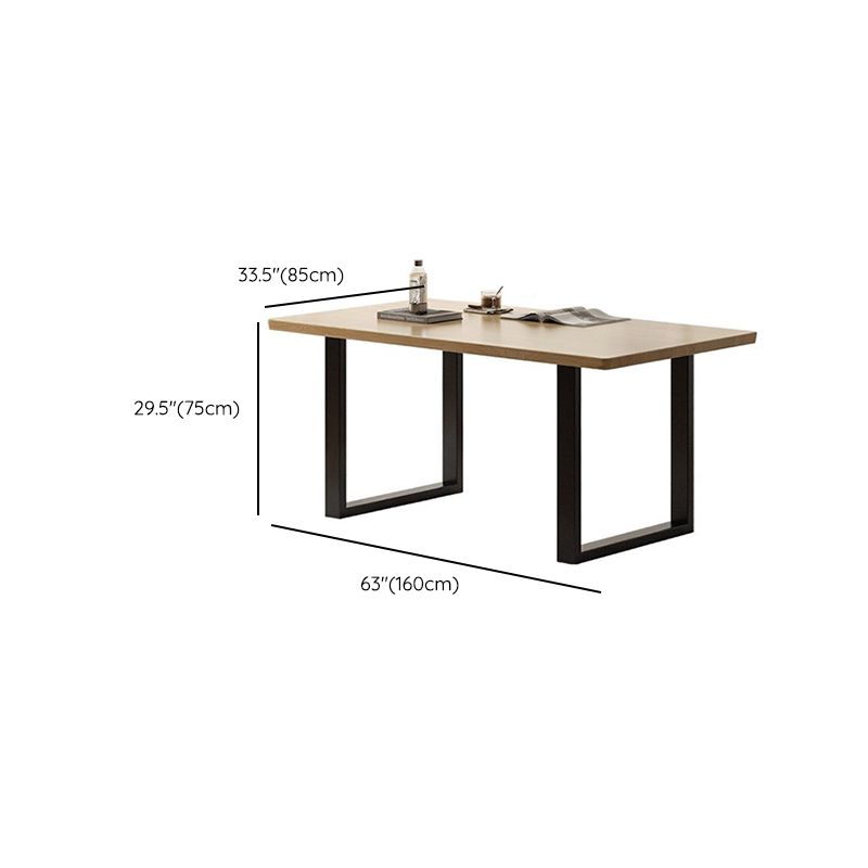 Mesa de comedor de madera maciza de roble rectangular de roble industrial con trineo