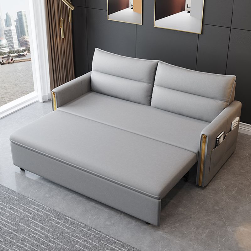 Canapé canapé de lit contemporain résistant aux taches en cuir en cuir en gris