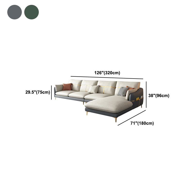 Sectional de almohada de cuero falso con chaise con brazo inclinado seccional