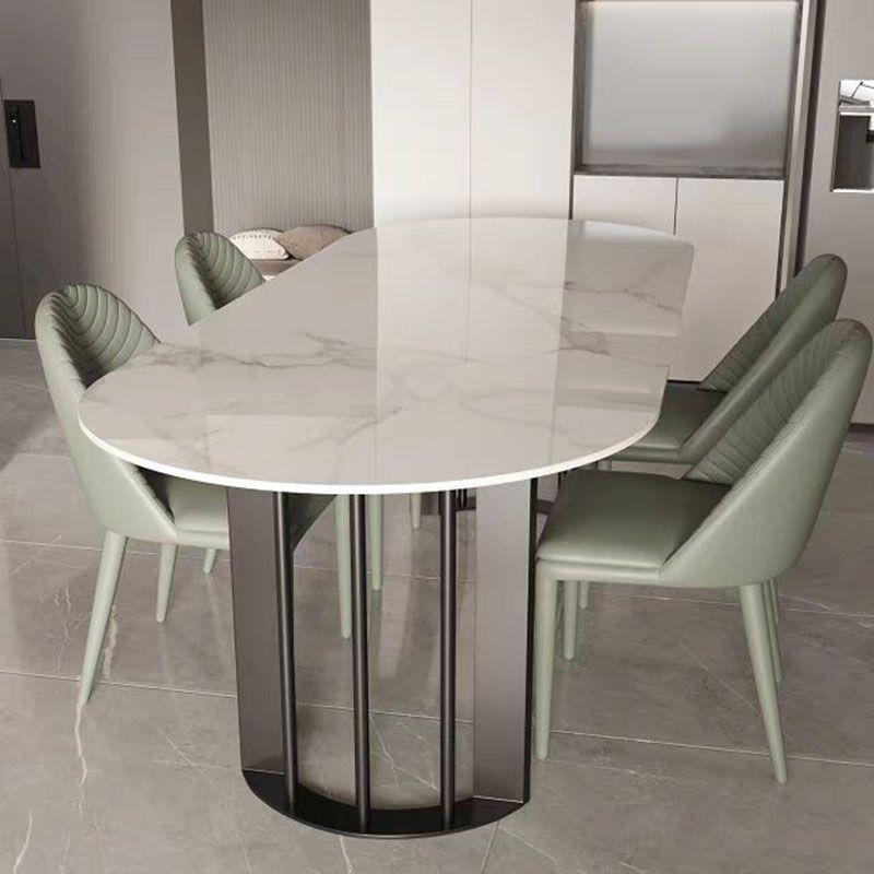 Sintered Stone Top Table with Double Pedestal Modern White Table for Restaurant Clearhalo 'Dining Tables & Seating' 'Dining Tables' 'dining_table' 'furn' 'furn_dining_table' 'Furniture' 'furniture_dining_table' 'Kitchen & Dining Furniture' 'kitchen' 'kitchen_dining_table' 1200x1200_49e029a2-d809-48a2-9cdb-e33b3060974e