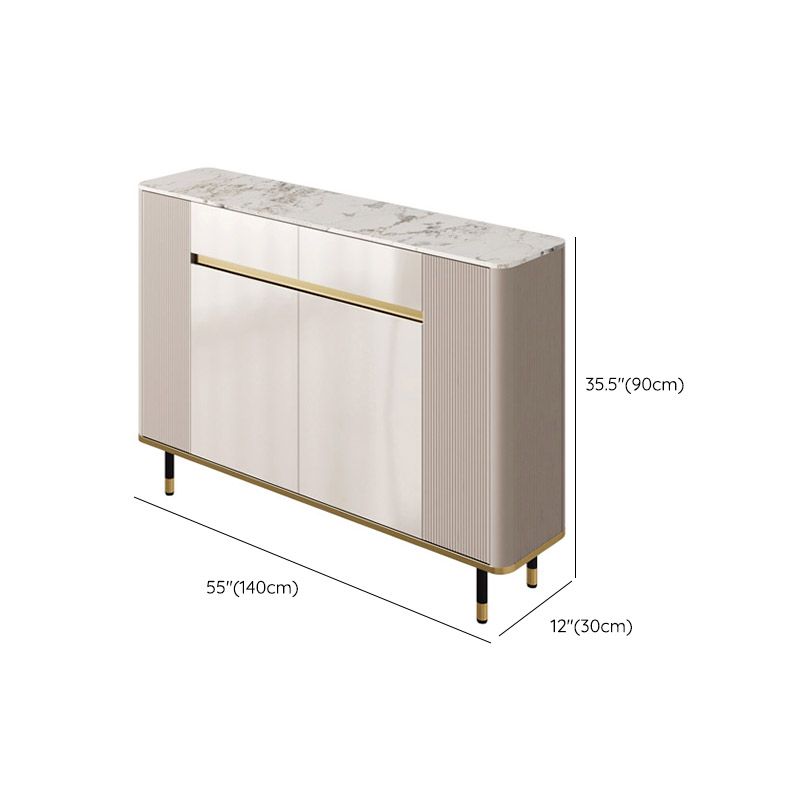 White Stone Top Sideboard Engineered Wood Side Board for Kitchen Use Clearhalo 'buffet_sideboard' 'Buffets & Sideboards' 'furn' 'furn_buffet_sideboard' 'Furniture' 'Kitchen & Dining Furniture' 1200x1200_49e04807-d278-42b1-87b9-1e5bd6ffa994