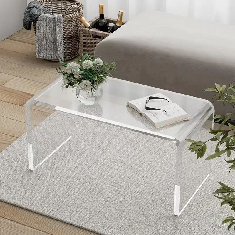 Modern Rectangle Acrylic Side End Snack Table with Sled Base Clearhalo 'Coffee & Accent Tables' 'End & Side Tables' 'end_side_tables' 'furn' 'furn_end_side_tables' 'Furniture' 'Living Room Furniture' 1200x1200_49e0f8a2-67d1-4bf5-8a42-5c9450ca237d