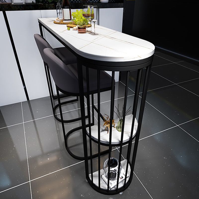Industrial Free Form Bar Height Table Metal and Stone Bar Table with Double Pedestal Clearhalo 'Bar Furniture' 'Bar Tables' 'bar_tables' 'furn' 'furn_bar_tables' 'Furniture' 'Kitchen & Dining Furniture' 1200x1200_49e16fb0-6bea-4f1e-84e5-1c8d442872fd