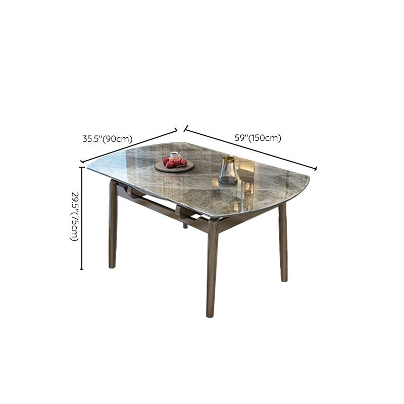 4 Legs Dining Table Sintered Stone Extendable Table for Kitchen Clearhalo 'Dining Tables & Seating' 'Dining Tables' 'dining_table' 'furn' 'furn_dining_table' 'Furniture' 'Kitchen & Dining Furniture' 1200x1200_49e2aec5-b263-48c1-b8c0-2c22f5c2f891