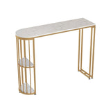 Restaurant Glam Style Marble Bar Table 42-inch Height Gold Base Bar Table Clearhalo 'Bar Furniture' 'Bar Tables' 'bar_tables' 'furn' 'furn_bar_tables' 'Furniture' 'furniture_bar_tables' 'Kitchen & Dining Furniture' 'kitchen&dining_furn' 'kitchen' 1200x1200_49e34664-97a5-416a-854a-50a95fa630cb