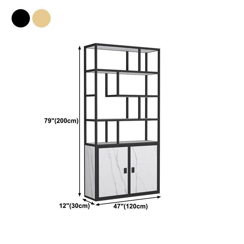 11.81"W Bookcase Glam Style Open Back Bookshelf with Cabinets for Office Home Clearhalo 'Bookcases' 'furn' 'furn_bookcases' 'Furniture' 'furniture_bookcases' 'kitchen' 'kitchen_bookcases' 'Living Room Furniture' 'Office Furniture' 1200x1200_49e65145-9223-4374-a9c3-45dd4d736b1e