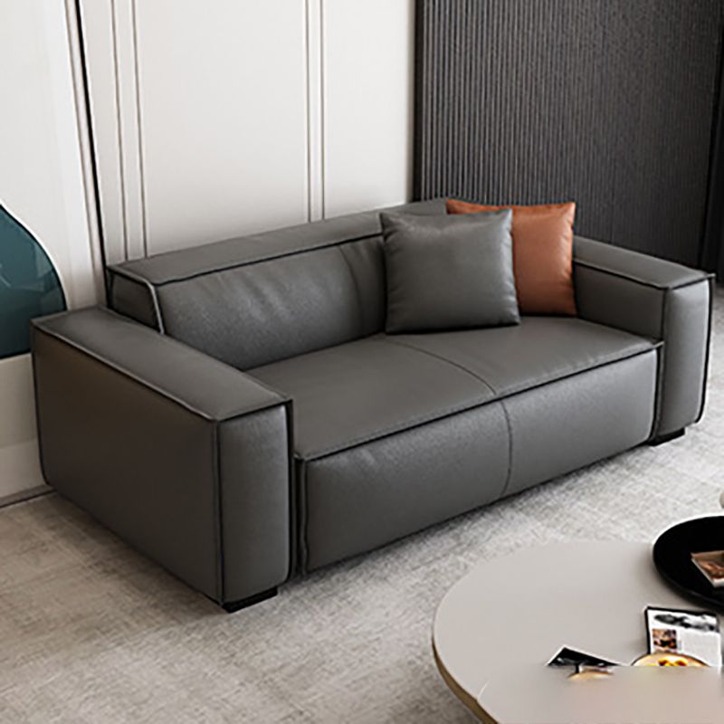 Modern Style Solid Wood Base Leather & Namib Black Rectangular Sofa Clearhalo 'furn' 'furn_sofas' 'Furniture' 'furniture_sofas' 'kitchen' 'kitchen_sofas' 'Living Room Furniture' 'Sofa' 'sofas' 1200x1200_49e67c26-eac2-4e8f-9e8e-b948e885481f