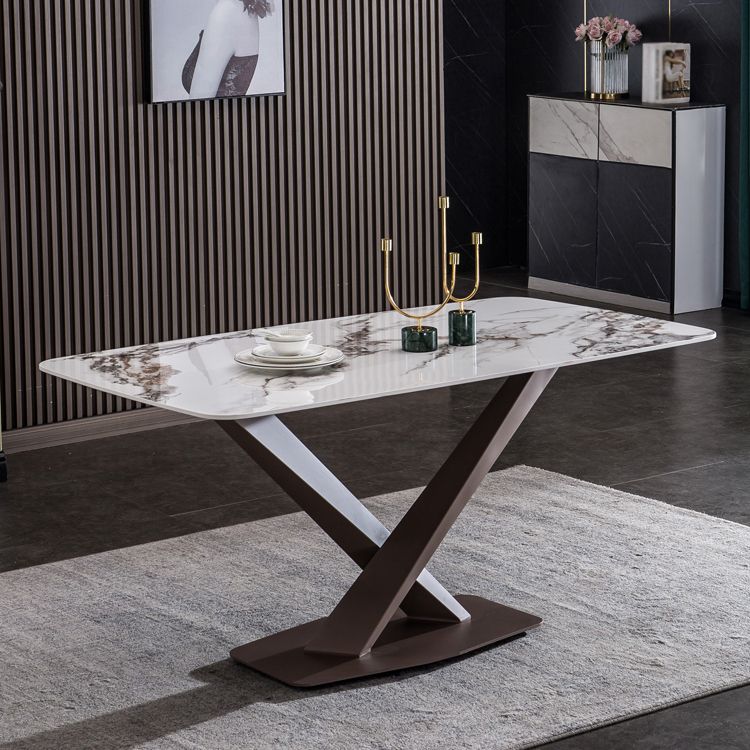 Metal Traditional Luxury Rectangle Table White Sintered Stone Table with Pedestal Base Clearhalo ' dining_table' 'Dining Tables & Seating' 'Dining Tables' 'furn' 'furn_dining_table' 'Furniture' 'furniture_dining_table' 'Kitchen & Dining Furniture' 'kitchen&dining_furn' 'kitchen' 'kitchen_dining_table' 1200x1200_49e8f9ae-2707-4dbf-bffa-d05571705a6c