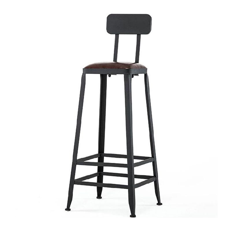 Industrial Brown Leather Bar Stools Square Stool with Metal Base Clearhalo 'Bar Furniture' 'Bar Stools' 'bar_stools' 'furniture_bar_stools' 'Kitchen & Dining Furniture' 'kitchen&dining_furn' 'kitchen' 'kitchen_furn' Furniture' 1200x1200_49e91686-87dd-4cf2-b3e0-24a719d92401