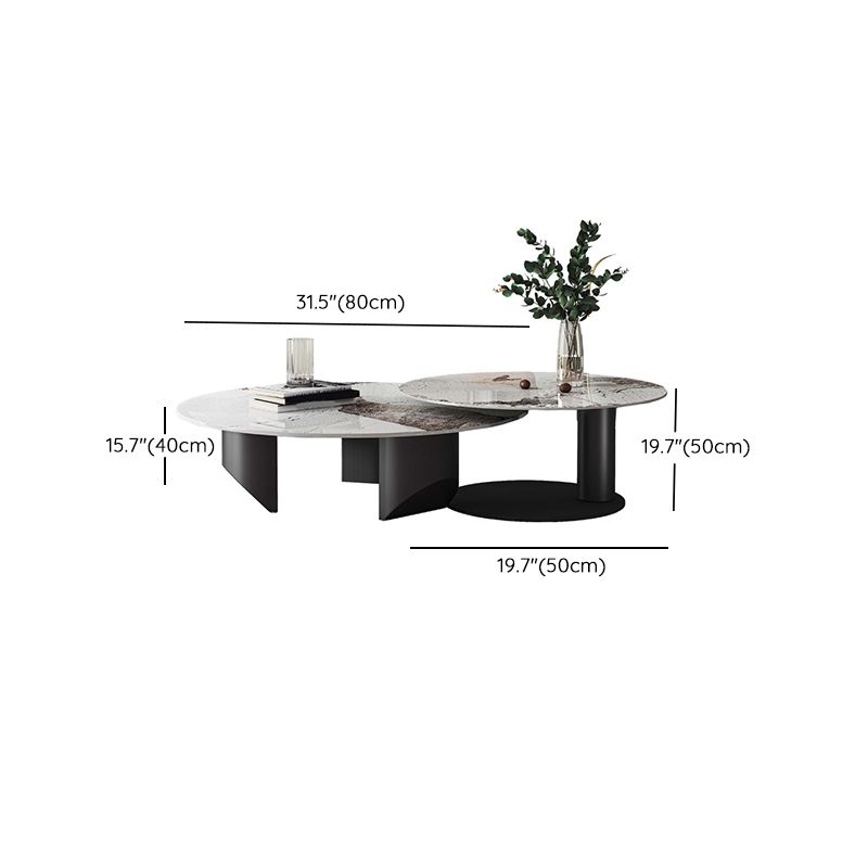 Slate Round Modern Coffee Table No Distressing Coffee Table Set Clearhalo 'Coffee & Accent Tables' 'Coffee Tables' 'coffee_tables' 'furn' 'furn_coffee_tables' 'Furniture' 'Living Room Furniture' 1200x1200_49ea8bc5-d48a-4e31-8763-5c153904d5d3