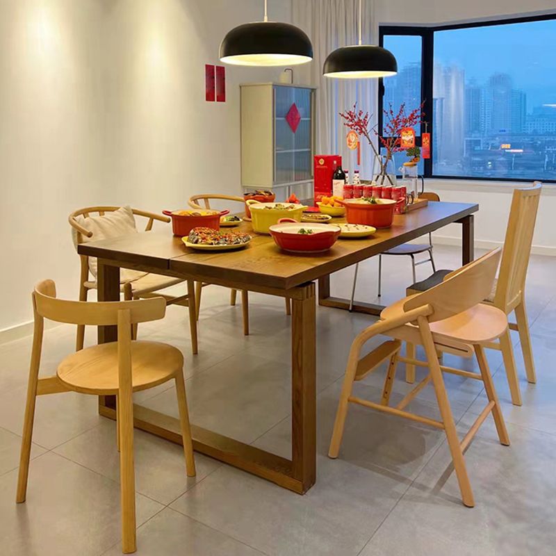 ソリッドウッド長方形のダイニングテーブルモダンなナチュラルそりベースダイニングテーブル