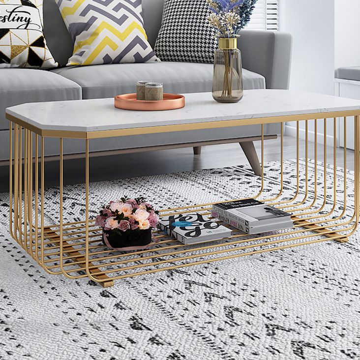 Glass/Marble Top Coffee Table Glam Frame Coffee Cocktail Table Clearhalo 'Coffee & Accent Tables' 'Coffee Tables' 'coffee_tables' 'furn' 'furn_coffee_tables' 'Furniture' 'Living Room Furniture' 1200x1200_49ed2094-8cd0-4b63-ab15-d0f8b33d8821