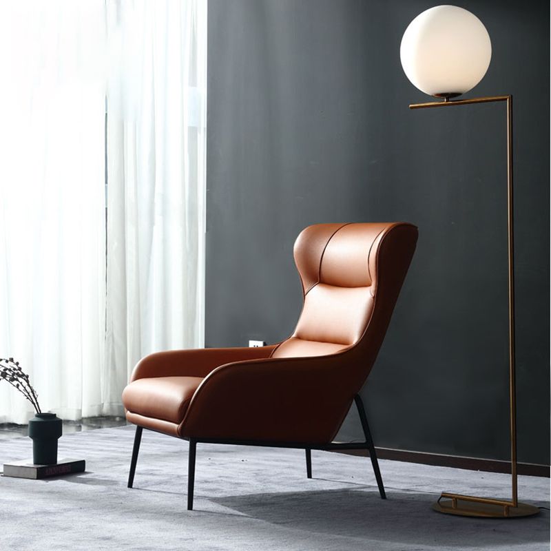 Mid-Century Modern Chair Faux Leather Flared Arms Wingback Chair Clearhalo 'Accent Chairs' 'accent_chairs' 'Chairs & Seating' 'furn' 'furn_accent_chairs' 'Furniture' 'Living Room Furniture' 1200x1200_49eda74f-42c5-47ce-83c3-61eb2e321b4c