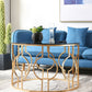 Contemporary Round Glass Coffee Table Brass Metal Frame 1 Single Cocktail Table Clearhalo 'Coffee & Accent Tables' 'Coffee Tables' 'coffee_tables' 'furn' 'furn_coffee_tables' 'Furniture' 'Living Room Furniture' 1200x1200_49f183a2-54a9-4907-9a42-49b3f255dc72