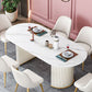 Oval Double Pedestal Dining Table Stone Furniture for Dining Room Home Clearhalo ' dining_table' 'Dining Tables & Seating' 'Dining Tables' 'Furniture' 'furniture_dining_table' 'Kitchen & Dining Furniture' 'kitchen&dining_furn' 'kitchen' 'kitchen_dining_table' 1200x1200_49f1bc95-f9af-415a-88a5-a83cac5df39b