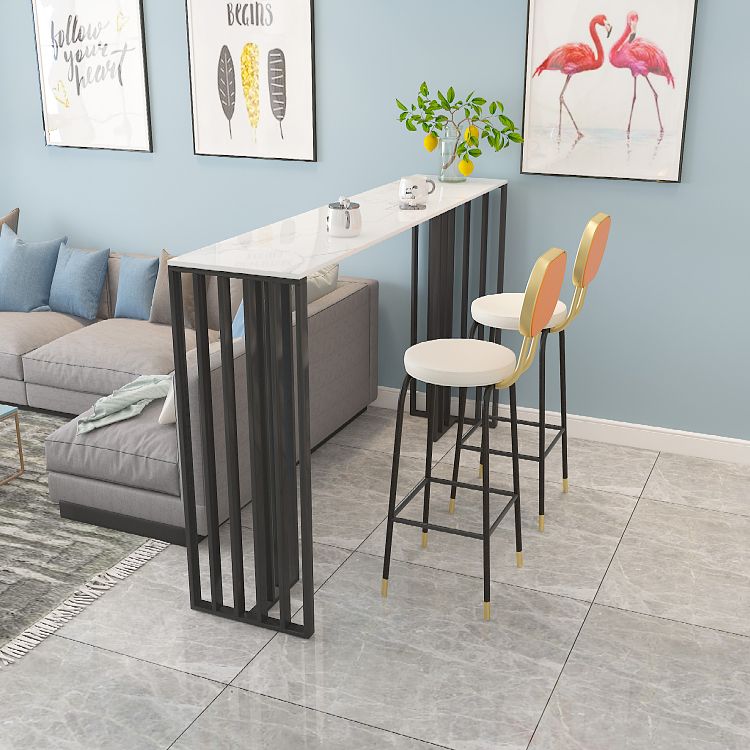 Modern Iron Bar Dining Table with Stone Top Rectangle Indoor Bistro Table Clearhalo 'Bar Furniture' 'Bar Tables' 'bar_tables' 'furn' 'furn_bar_tables' 'Furniture' 'furniture_bar_tables' 'Kitchen & Dining Furniture' 1200x1200_49f31bab-7dd4-4de1-9e8b-215e16081ed2